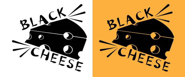 Logo original de fromage noir sur fond blanc et jaune — Image vectorielle
