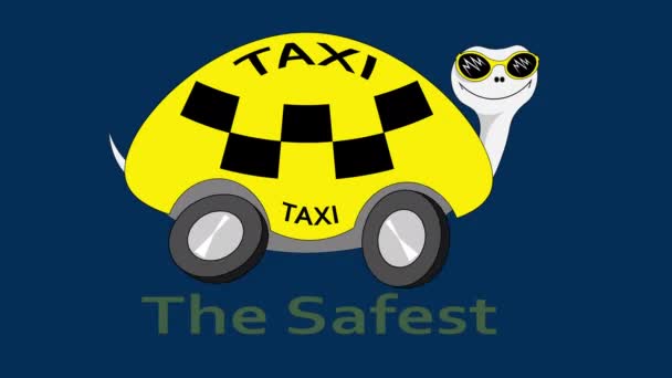 Kaplumbağa Taksi Etiketi Güvenli Taksi Logosu Simgesi — Stok video