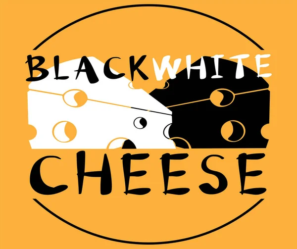 Logotipo Original Queso Blanco Negro Sobre Fondo Blanco Amarillo —  Fotos de Stock
