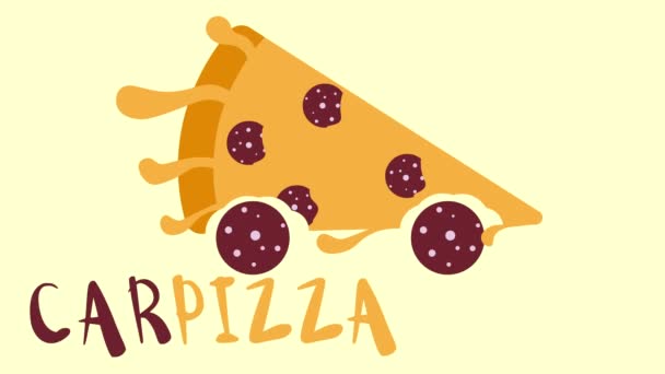Πίτσα Αυτοκίνητο Στάζει Τυρί Πρωτότυπο Πίτσα Παράδοση Logo Animation — Αρχείο Βίντεο