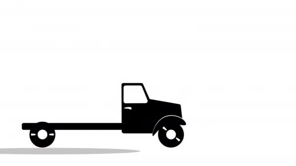 Λογότυπο Φορτηγού Τροφίμων Δρόμου Κουτάλι Πιρούνι Και Μαχαίρι Κινούμενα — Αρχείο Βίντεο