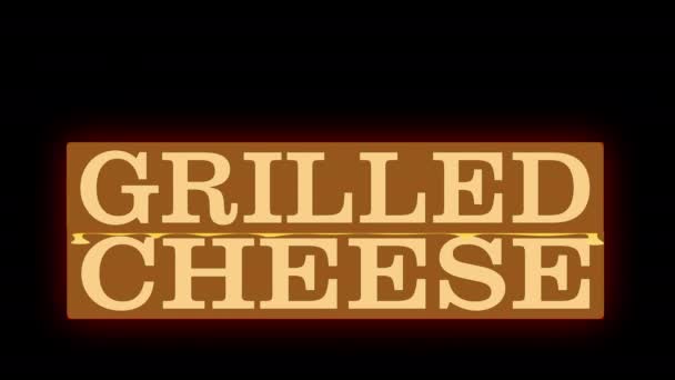 焼きチーズを背景に溶かしたチーズをパンのアニメーションロゴの間に — ストック動画