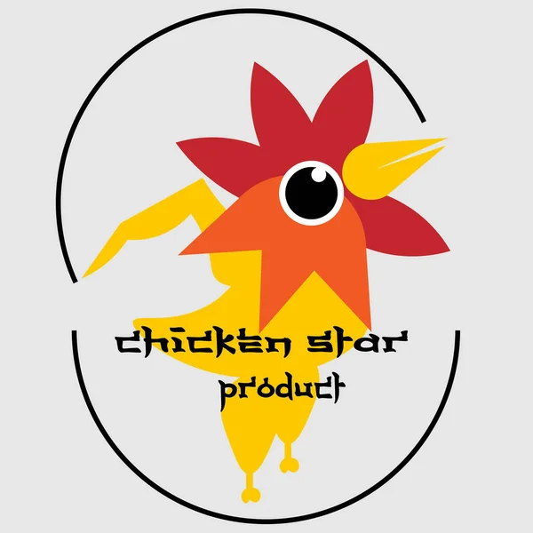 Vücut parçaları ve soyut yumurta kabuğu olan tavuk başlı yıldız logosu.
