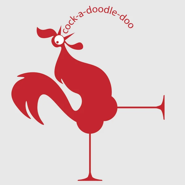 Logo doodle coq rouge crie sa tête jetée en arrière. produits de poulet — Image vectorielle