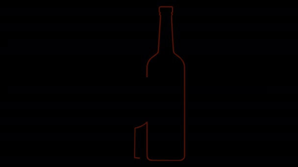 Logo Minimale Animato Vino Formaggio Con Bottiglia Vetro Una Fetta — Video Stock