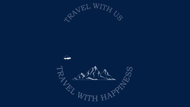Logotipo Viaje Animado Con Nubes Globos Aire Caliente Montañas Sol — Vídeos de Stock