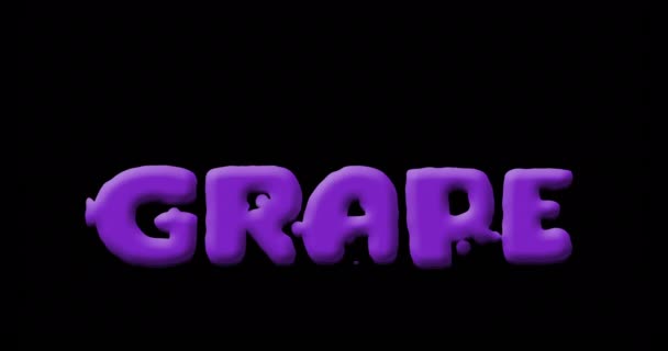 Geanimeerde Logo Inscriptie Druiven Met Druppels Gewichtloosheid — Stockvideo