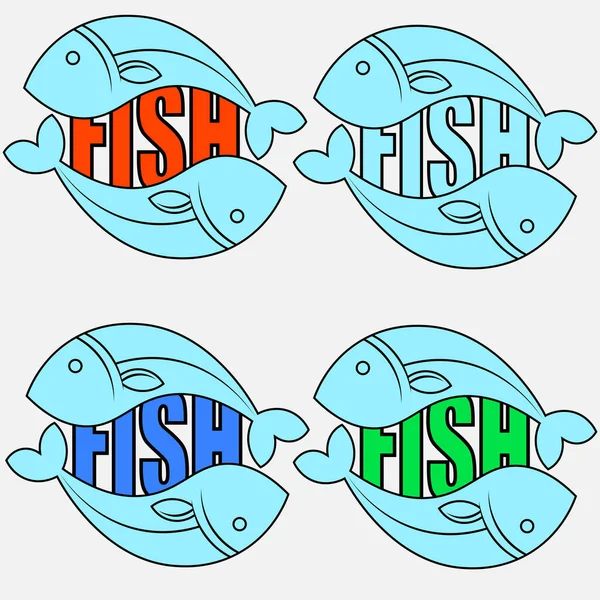 Λογότυπο ψάρια των δύο ψαριών σε μια έλλειψη με την επιγραφή — Διανυσματικό Αρχείο