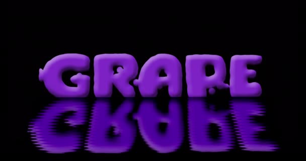 Animated Logo Lettering Grapes Drops Zero Gravity Reflection — Αρχείο Βίντεο