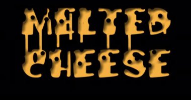 animated lettering logo melted cheese with cheese stains and drops