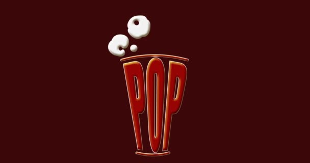 Λογότυπο Ποπ Κορν Επιγραφή Μορφή Ποτηριού Και Ποπ Κορν — Αρχείο Βίντεο