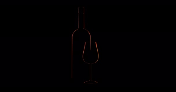 Logotipo Garrafa Estilizada Copo Vinho Com Queijo Azeitonas — Vídeo de Stock