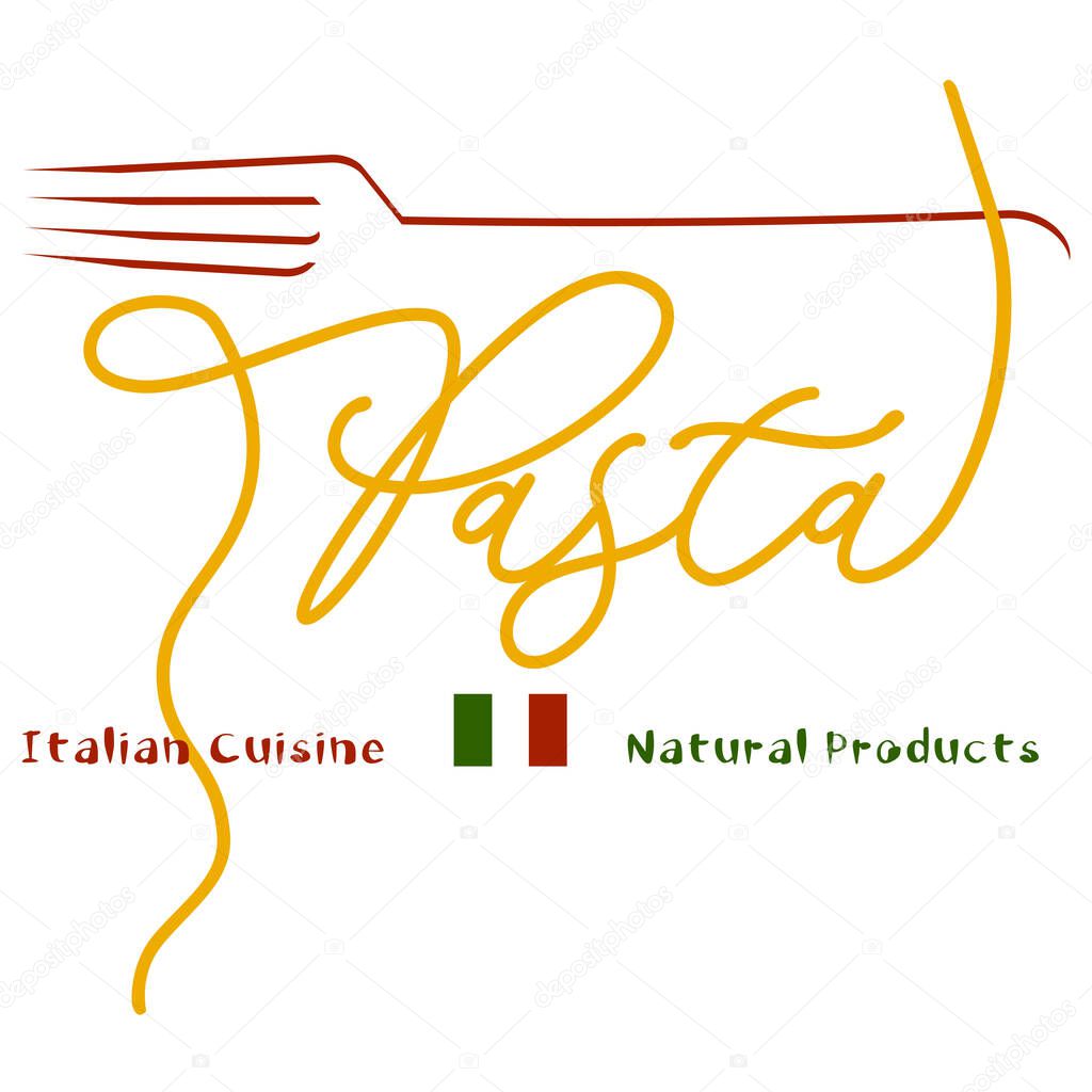 Logo of Italian cuisine pasta with spaghetti lettering 1