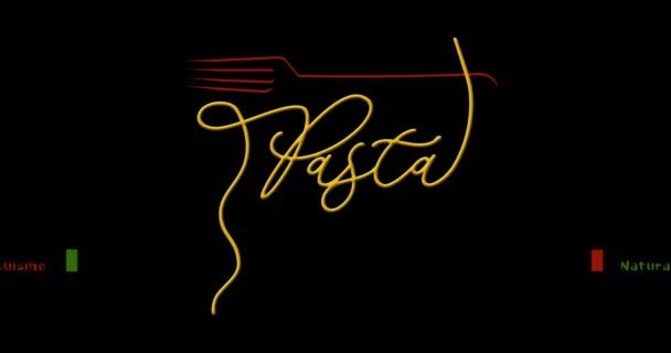 Animerad Logotyp För Italiensk Kökspasta Med Spagetti Bokstäver — Stockvideo