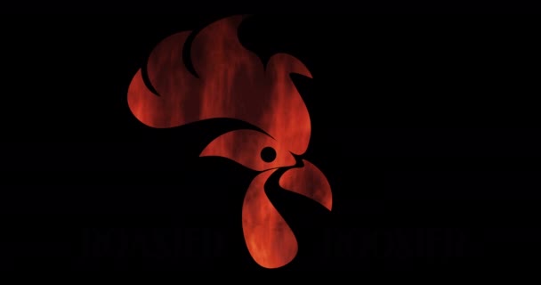 Logo Della Testa Gallo Forma Fiamma Piatti Pollo — Video Stock