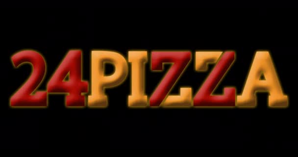 Letras Logo Pizza Horas Sobre Fondo Oscuro Con Fuego — Vídeo de stock