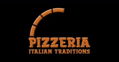 Koyu arkaplanda fırınlı pizzacı logosu