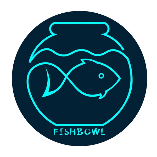 Logo aquarium fish in a bowl from one line Stock Illustration