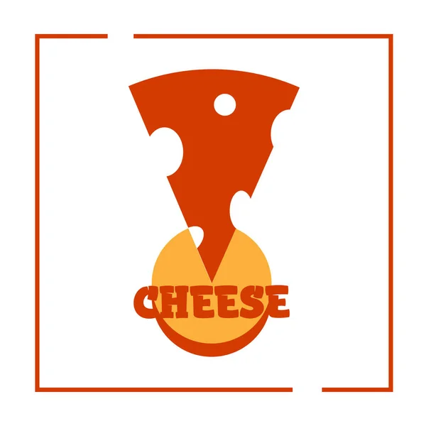 Logo abstrait du fromage. cercle de fromage avec une tranche dans les tons jaune et rouge — Image vectorielle