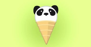 Bir külahta çikolatalı tatlı panda dondurması