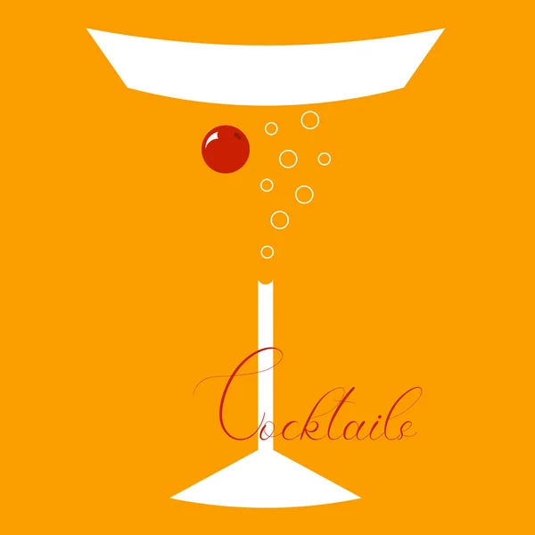 Logo minimaliste abstrait de cocktails avec cerise et espace négatif — Image vectorielle