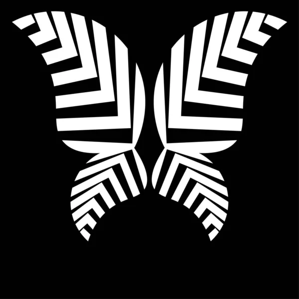 Minimalne czarne logo motyla wykonane z geometrycznych kształtów rozmieszczonych pod różnymi kątami — Wektor stockowy