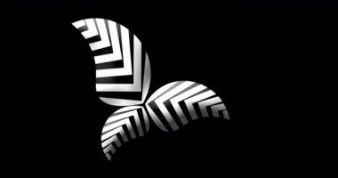 Geometrik şekillerden farklı açılara yerleştirilmiş 3D bitki yapraklarının minimal siyah logosu