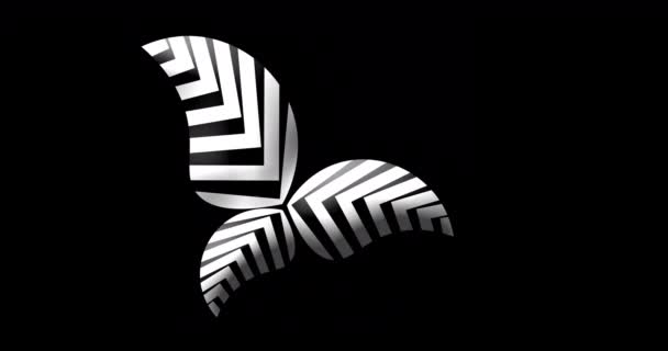 Minimal Black Logo Plant Leaves Geometric Shapes Located Different Angles — Stock Video