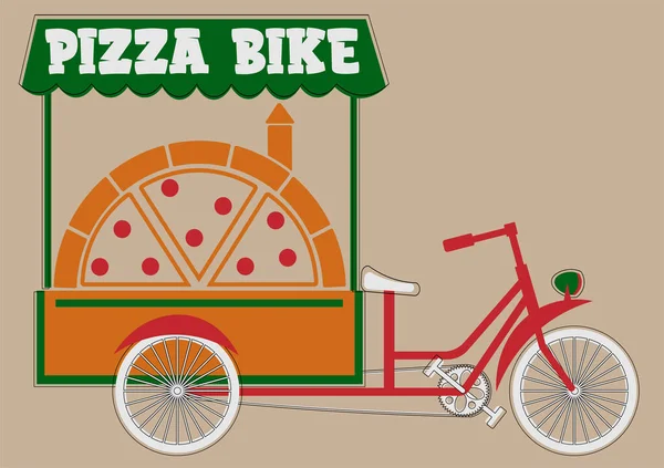 Pizza fiets logo met oven in de kleuren van de Italiaanse vlag — Stockvector