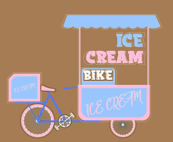 Logo de la bicicleta de helado en tonos rosa y azul — Vector de stock