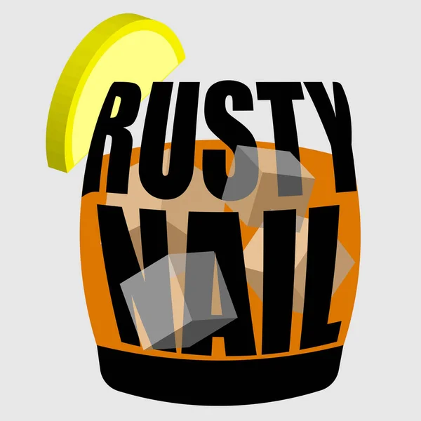 Minimalistic lettering cocktail logo rusty nail on light background — Stockový vektor