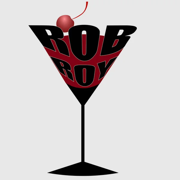 Hafif arkaplanda Rob Roy kokteyl logosunun minimalist harfi