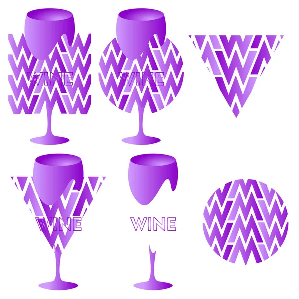 Logotipo abstracto del vino a partir de elementos de vidrio, letras y letras — Archivo Imágenes Vectoriales