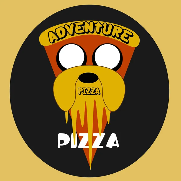 Siyah daireli pizza macerası için soyut pizza logosu