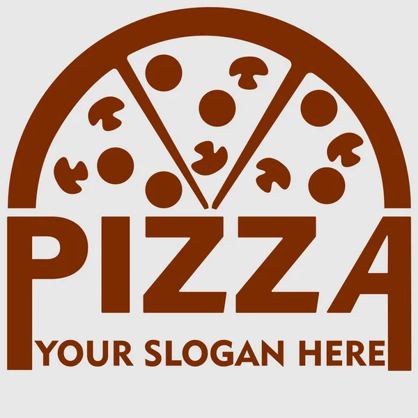Mantarlı, domatesli ve sosisli paketleme veya menü için soyut pizza logosu