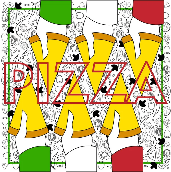 Abstract Minimal Pizza Logo Packaging Menu — Stock Vector