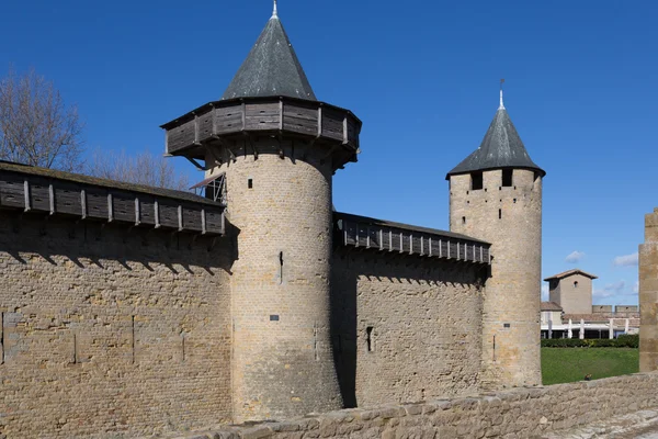 Murallas de la fortaleza en Carcasona Francia — Foto de Stock