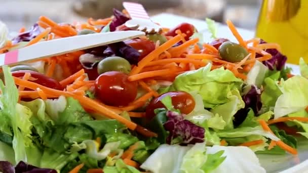 Frischer mediterraner Salat — Stockvideo