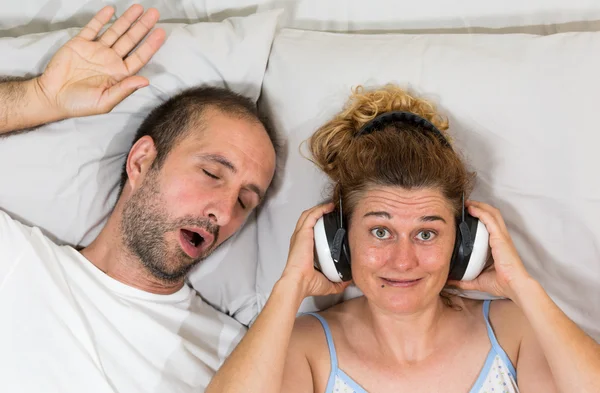 Husband snoring — Stock Photo, Image