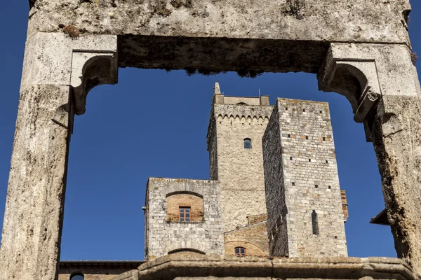 Piazza della cisterna w san gimignano — Zdjęcie stockowe