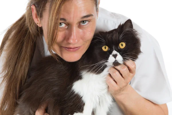 Bir kedi için dinleyerek veteriner — Stok fotoğraf