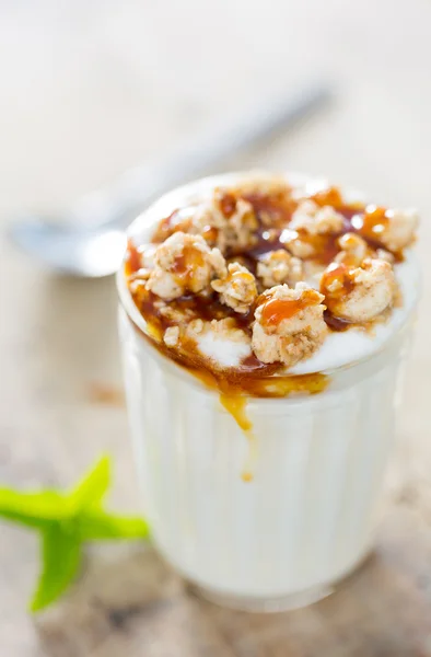 Yogurt with cereal — Stock Photo, Image