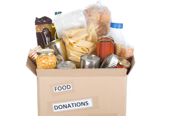 Caja de alimentos para donar — Foto de Stock