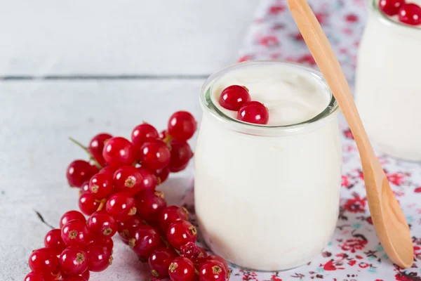 Yogur con grosella roja — Foto de Stock