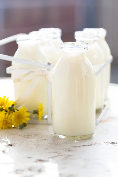 Bouteilles de lait frais — Photo