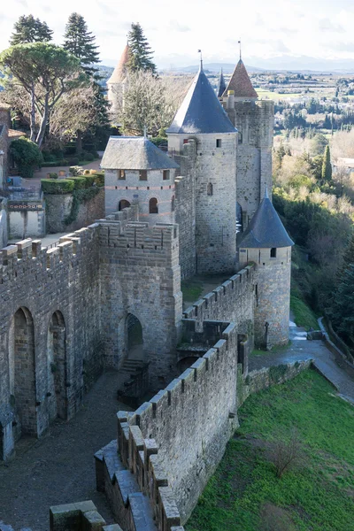 Murallas de la fortaleza en Carcasona Francia —  Fotos de Stock