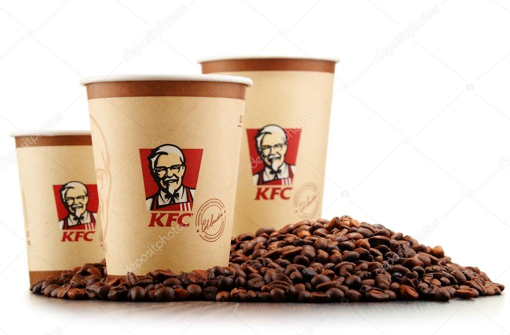 POZNAN, POLAND - JANUARY 29, 2016: Coffee has become an increasingly important battleground for fast-food companies. KFC is one of them.