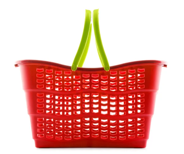 Empty plastic shopping basket isolated on white — Stock Photo, Image