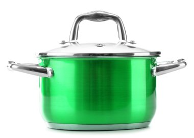 Çelik kap beyaz arkaplanda izole