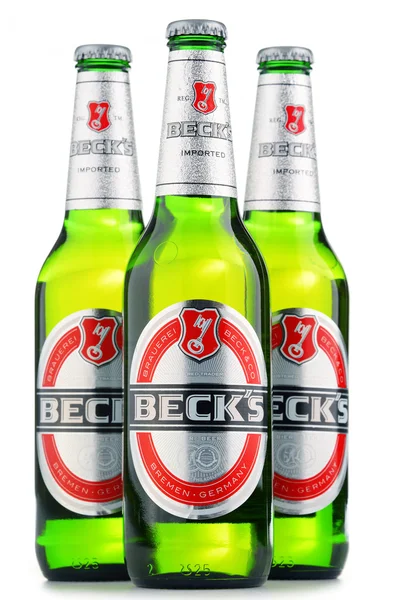 Bottles of Beck's beer isolated on white — Stok fotoğraf